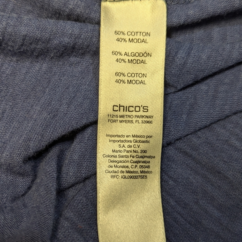 Chico's Ultimate Tee blue relaxed fit high low shirt size 2 (M) cotton/modal - Picture 7 of 10